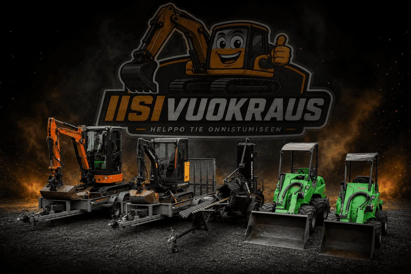 Iisivuokrauksen Volvo, Hitachi, Avantit ja Pilkemasterit rivissä